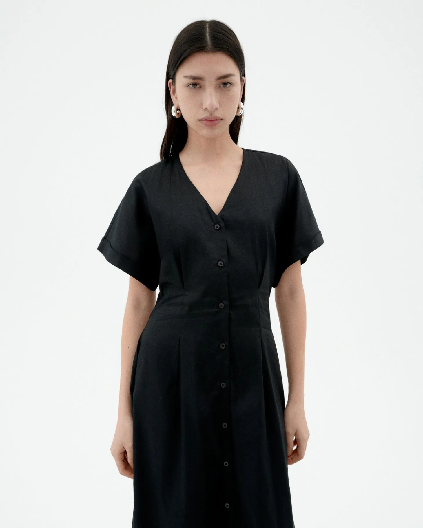 Robe noire taille ajustée Laura