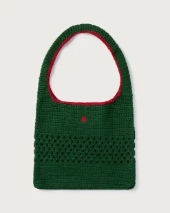Sac vert crocheté à la main