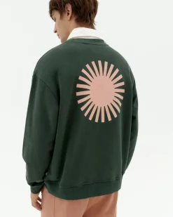Sweat vert Leon soleil coral au dos