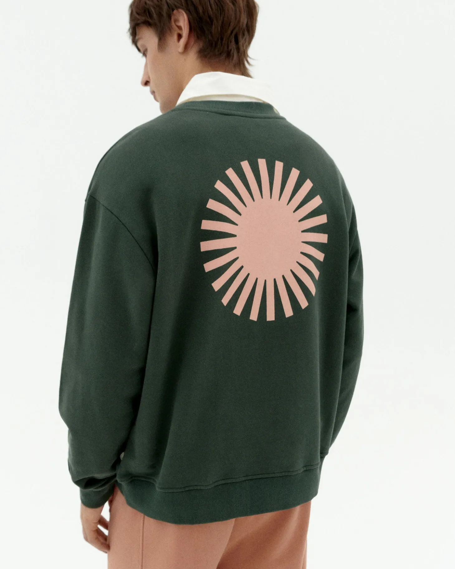 Sweat vert Leon soleil coral au dos