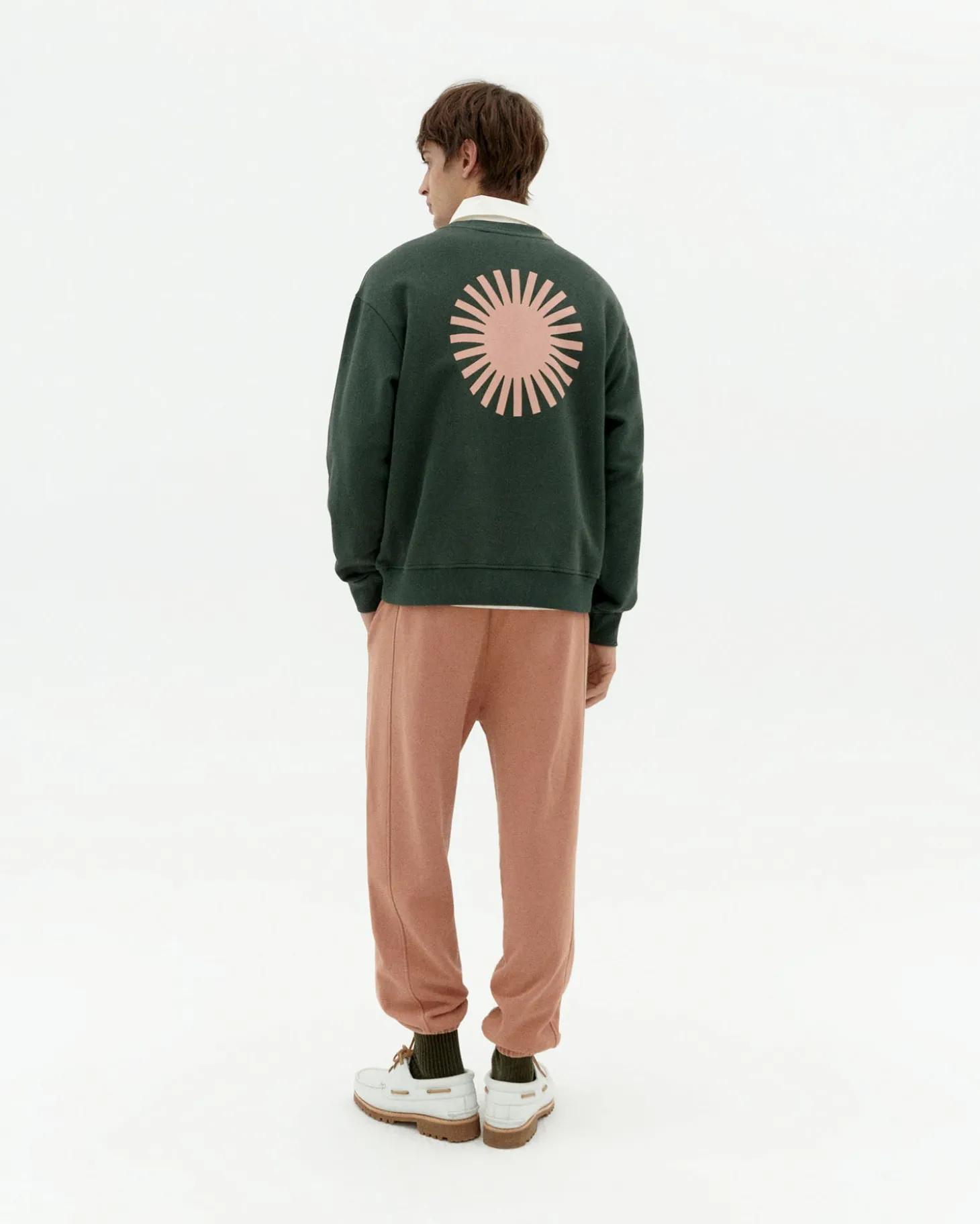 Sweat vert Leon soleil coral au dos