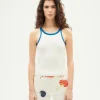 Top Halter blanc contraste bleu Harriet