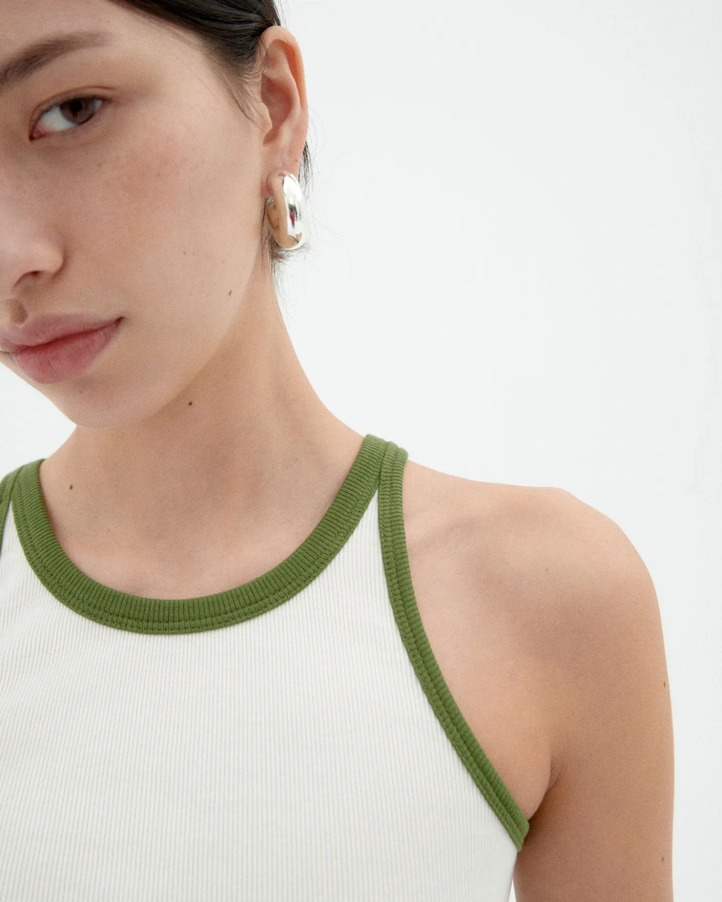 Top Halter blanc contraste vert Harriet