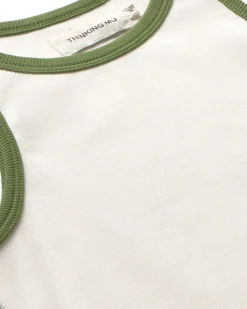 Top Halter blanc contraste vert Harriet
