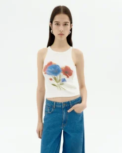 Top Halter blanc flou Harriet