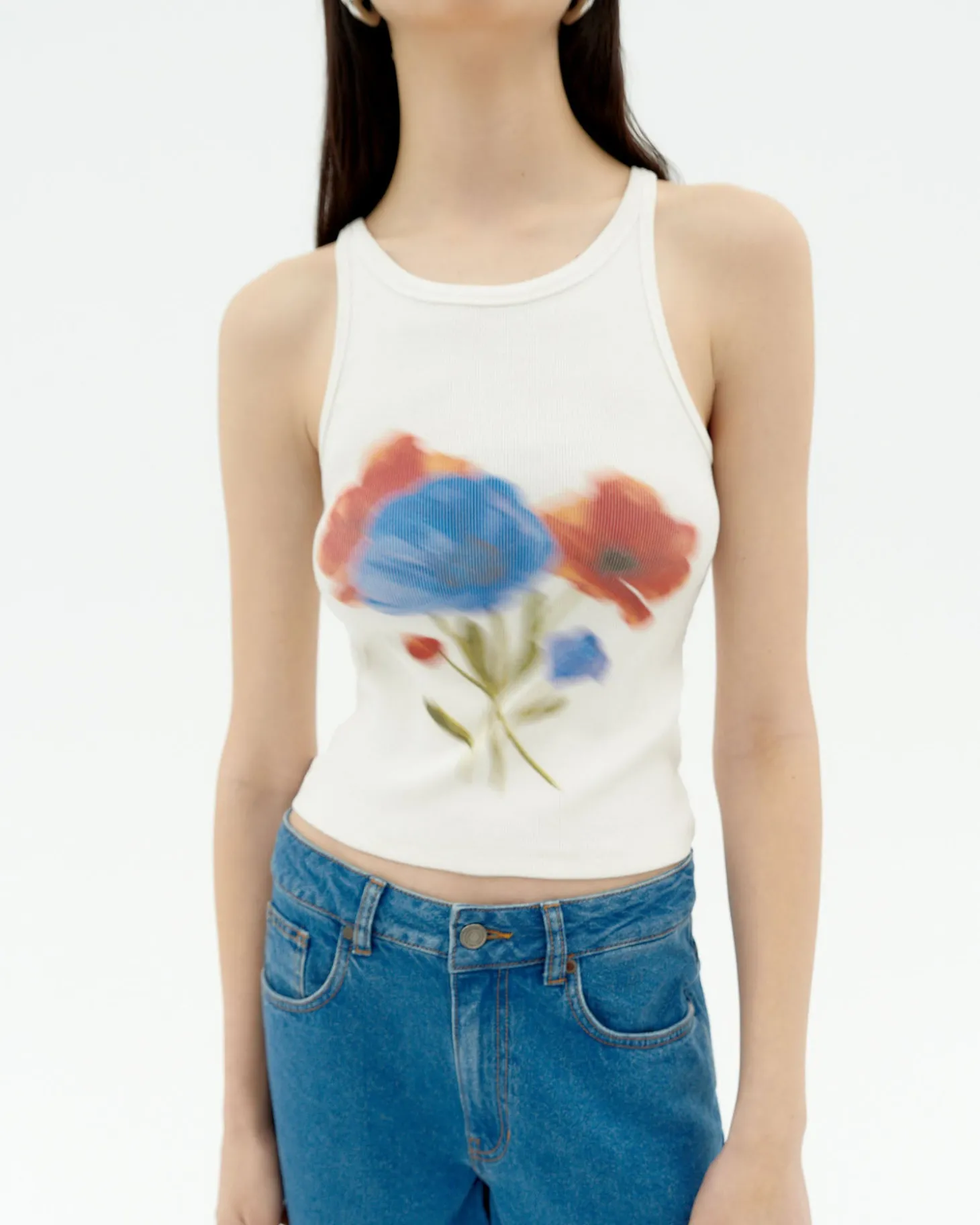 Top Halter blanc flou Harriet
