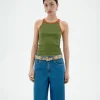 Top Halter vert contraste orange Harriet