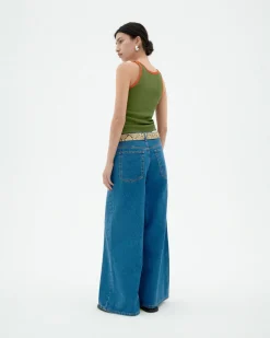 Top Halter vert contraste orange Harriet