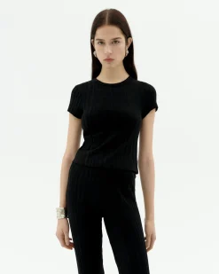 Top noir en maille Ecovero Rue
