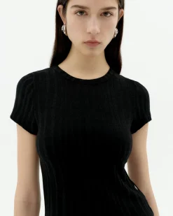 Top noir en maille Ecovero Rue