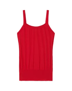 Top rouge bretelles en maille Nadine