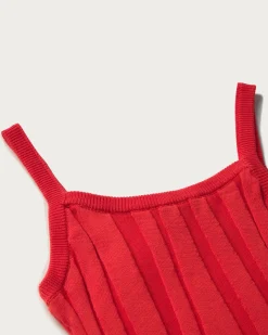 Top rouge bretelles en maille Nadine