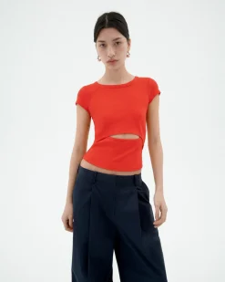 Top rouge ouverture Faye
