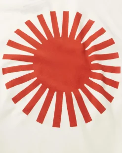 T-shirt blanc Aaron soleil rouge à dos