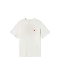 T-shirt blanc Aaron soleil rouge à dos