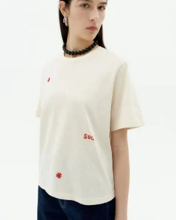 T-shirt blanc brodé à la main Lucia