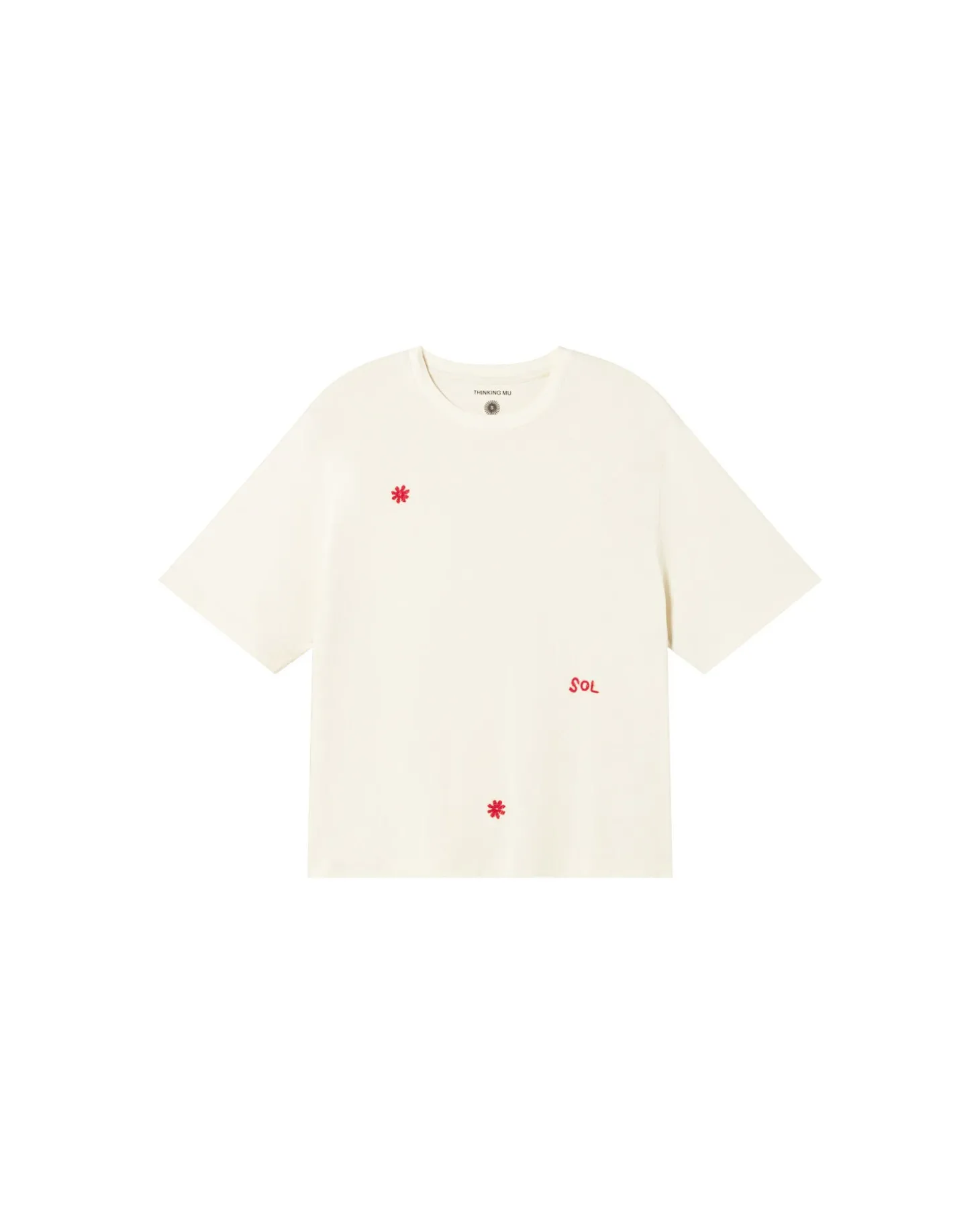 T-shirt blanc brodé à la main Lucia