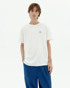 T-shirt blanc soleil bleu au dos