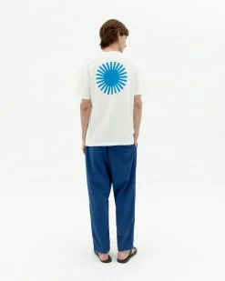 T-shirt blanc soleil bleu au dos