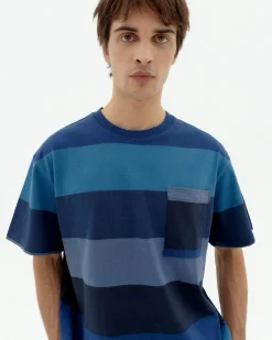 T-shirt bleu à rayures Aaron