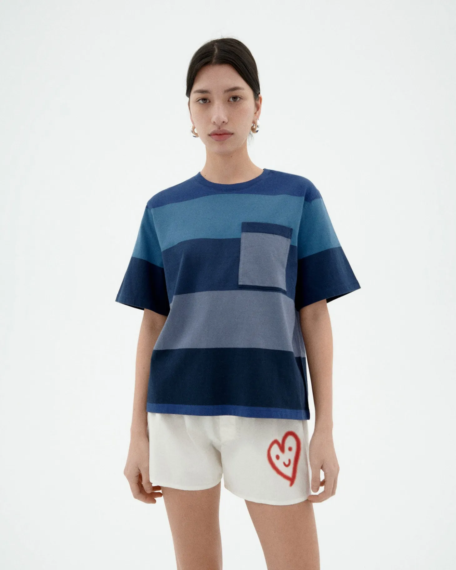 T-shirt bleu à rayures Lucia
