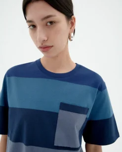 T-shirt bleu à rayures Lucia