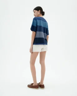 T-shirt bleu à rayures Lucia