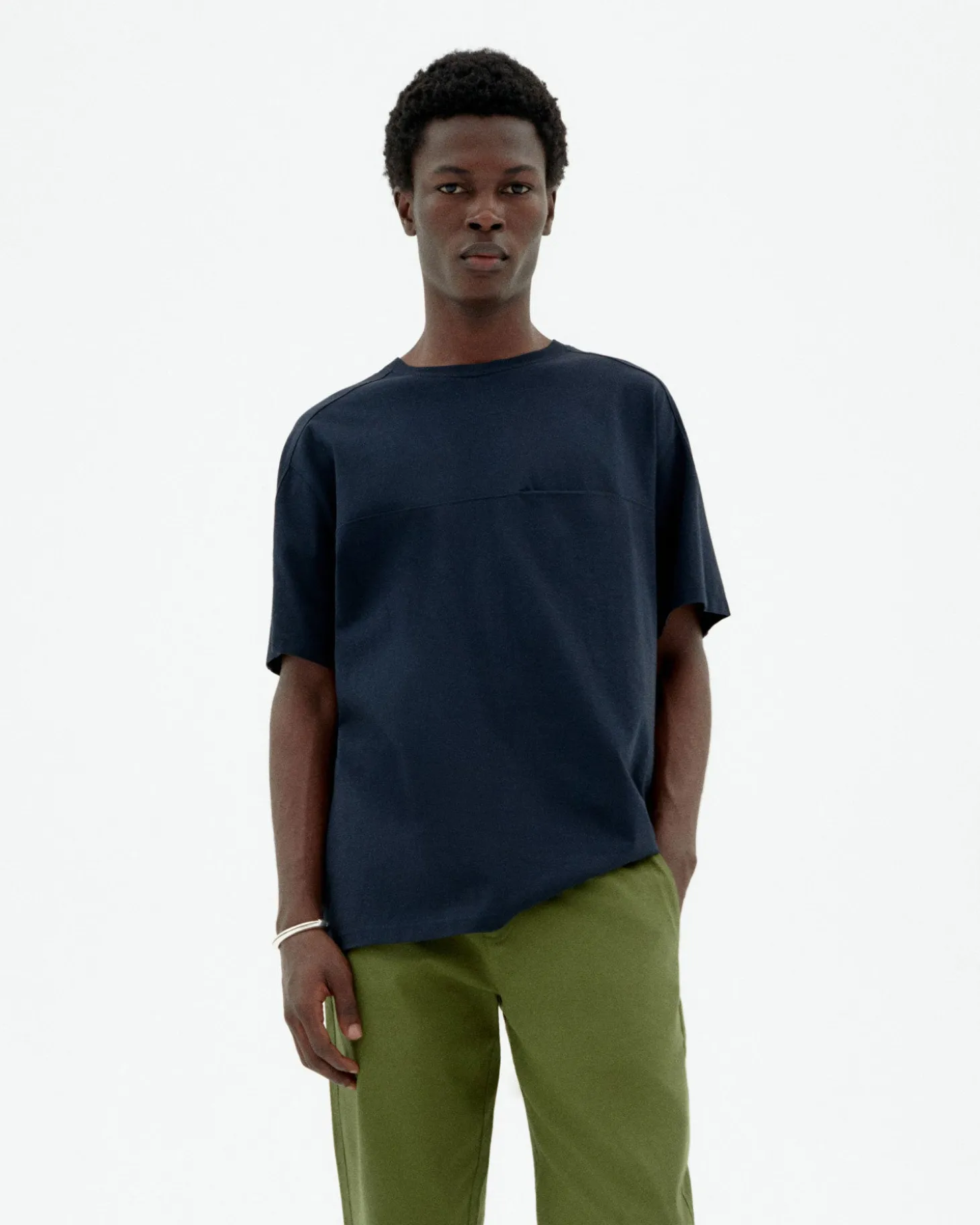 T-shirt bleu poche Hank
