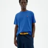 T-shirt bleu soleil marron au dos