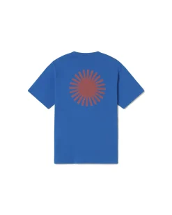 T-shirt bleu soleil marron au dos