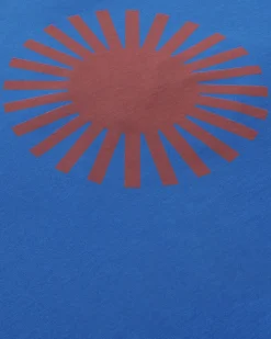 T-shirt bleu soleil marron au dos