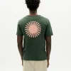 T-shirt vert soleil coral au dos