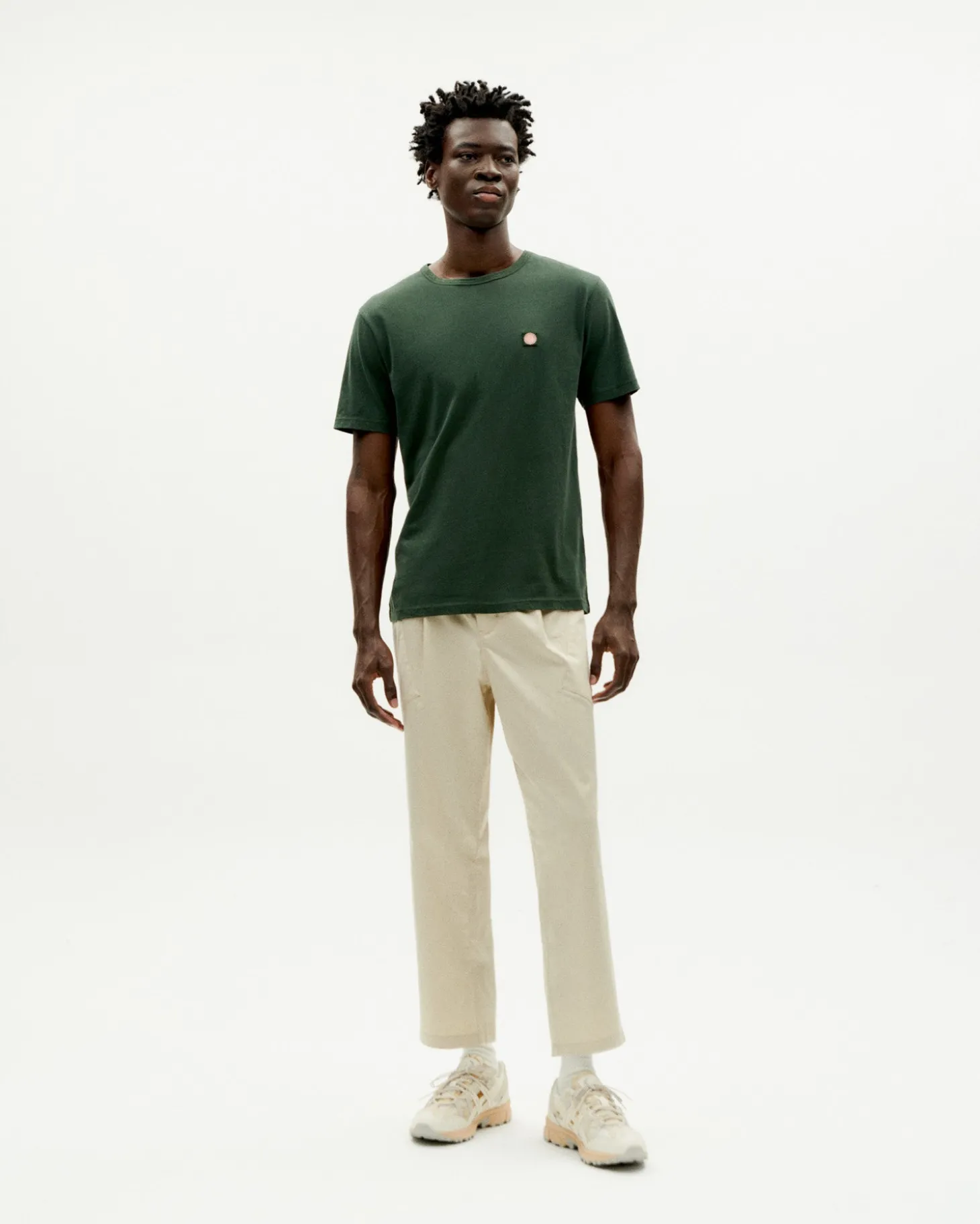 T-shirt vert soleil coral au dos