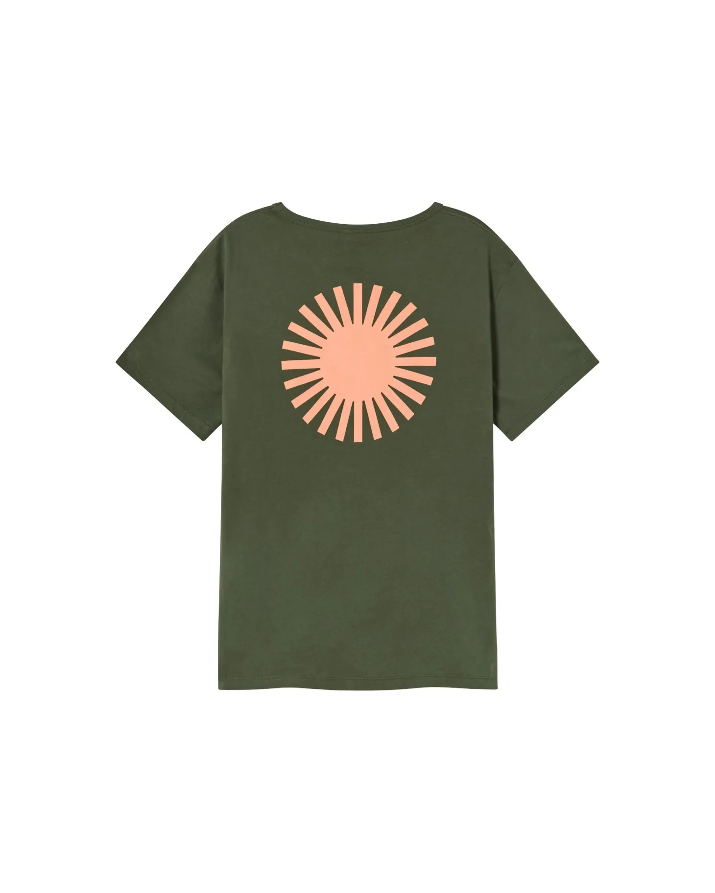 T-shirt vert soleil coral au dos