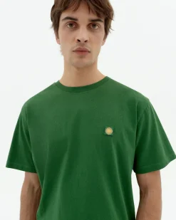 T-shirt vert soleil jaune au dos