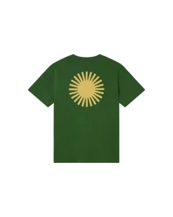 T-shirt vert soleil jaune au dos