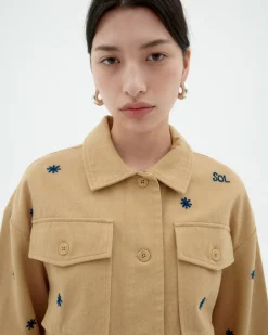 Veste camel brodée à la main Frans