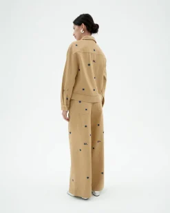Veste camel brodée à la main Frans